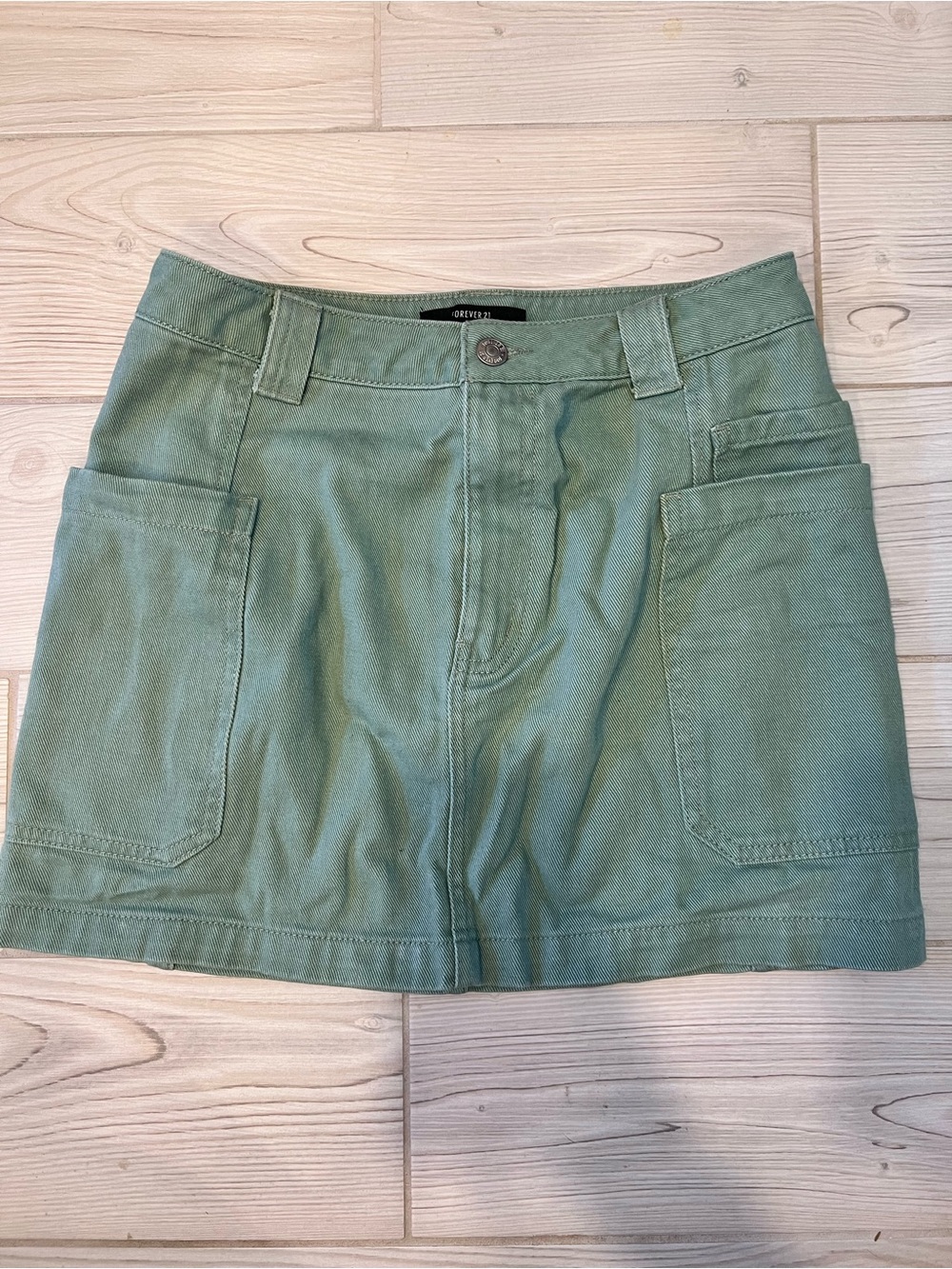 Forever 21 Sage Green Denim Mini Skirt